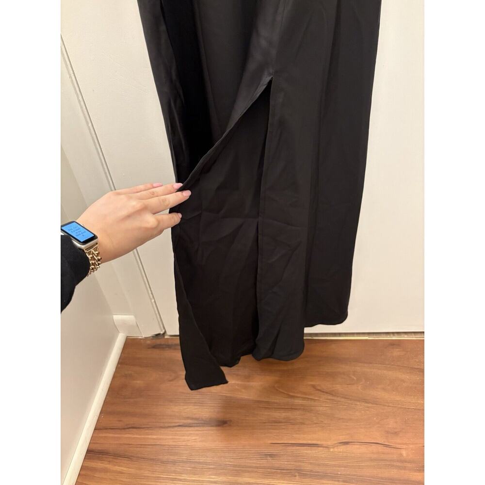 Lulus Classic Elegance Black Satin Sleeveless Mock Neck Maxi Dress Size Medium - Picture 9 of 13